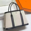 Hermes Garden Party 30cm Bag in Toile and Black Leather - HW068