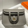 Hermes Halzan 25 Bag in Gris Meyer Clemence Leather - HW090