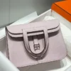 Hermes Halzan 25 Bag in Mauve Pale Clemence Leather - HW084