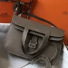 Hermes Halzan 31cm Bag In Taupe Clemence Leather - HW097