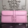Hermes Jige Elan 29 Clutch In Pink Crocodile Leather - HW111