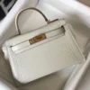 Hermes Kelly Mini II Bag In Beton Embossed Crocodile Leather - HW135