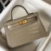 Hermes Kelly Mini II Bag In Taupe Embossed Crocodile Leather - HW133