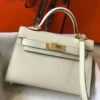 Hermes Kelly Mini II Bag In White Epsom Leather GHW - HW117