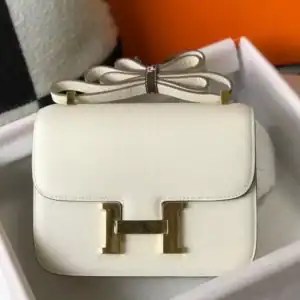 Hermes White Constance MM 24cm Epsom Leather Bag - HW036