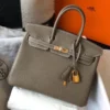 Hermes Birkin 25cm Bag In Taupe Clemence Leather GHW - HW006