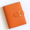 Hermes Bearn Compact Handmade Wallet in Orange Epsom Calfskin - HW149