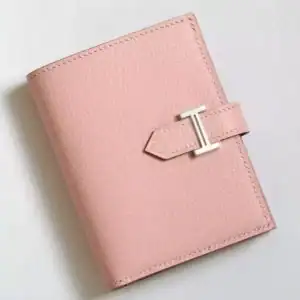 Hermes Bearn Compact Handmade Wallet in Rose Sakura Chevre Mysore Goatskin - HW150