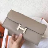 Hermes Constance Long Wallet In Grey Epsom Leather - HW183