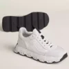 Hermes Men's Impulse Sneakers in White Fabric and Leather - HM017