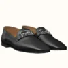 Hermes Women's Time Loafers In Black Goatskin - HM086