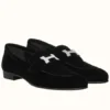 Hermes Women's Paris Loafers In Black Velvet - HM081