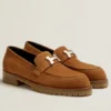 Hermes Women's Faubourg Loafers in Brown Suede Leather - HM075