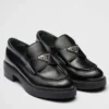 Prada Women's Loafers In Black Brushed Leather - PRL002