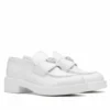 Prada Women's Loafers In White Brushed Leather - PRL003