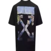 Off White Colour Painting Diagonals Arrows Tee Black - OWS008
