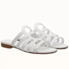 HERMES CAMELIA SLIDE SANDALS IN WHITE CALFSKIN - HMSD139
