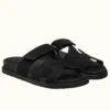 HERMES MEN'S CHYPRE SANDALS IN BLACK SUEDE CALFSKIN - HMSD011