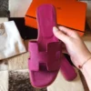 HERMES ORAN SLIDE SANDALS IN ANEMONE EPSOM CALFSKIN - HMSD063