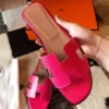 HERMES ORAN SLIDE SANDALS IN RED LIZARD LEATHER - HMSD121