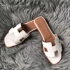HERMES ORAN SLIDE SANDALS IN WHITE SWIFT CALFSKIN - HMSD130