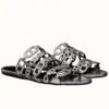 HERMES THALASSA SLIDE SANDALS IN SILVER LAMBSKIN - HMSD137