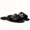 HERMES VIEW SLIDE SANDALS IN BLACK PATENT CALFSKIN - HMSD133