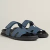 HERMES WOMEN'S CHYPRE SANDALS IN BLUE SUEDE CALFSKIN - HMSD013