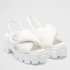 PRADA MONOLITH PADDED SANDALS IN WHITE NAPPA LEATHER - PSD018