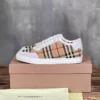 BURBERRY CHECK AND LEATHER SNEAKERS - BBR075