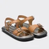 PRADA DOUBLE-STRAP SANDALS IN BROWN LEATHER - PSD041