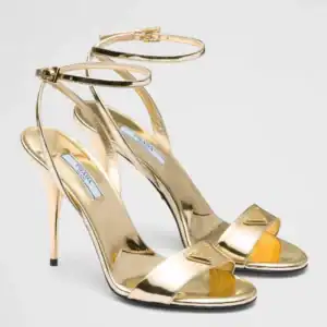 PRADA HEEL SANDALS 85MM IN GOLD METALLIC LEATHER - PSD058