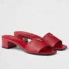 PRADA HEELED SANDALS 35MM IN RED SAFFIANO LEATHER - PSD029