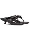 PRADA HEELED THONG SANDALS IN BLACK BRUSHED LEATHER - PSD052