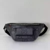 GG jumbo large belt bag in grey and black GG leather - BG078