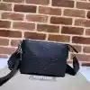 GUCCI MEN'S JUMBO GG LEATHER SMALL MESSENGER BAG BLACK 2023 - BG093