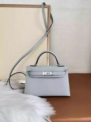 Hermès Bleu Glacier Epsom Mini Kelly 20 II Palladium Hardware - HW191
