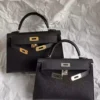 HERMES Chevre Mysore Horseshoe Mini Kelly Sellier 20 Black Lime - HW197