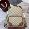 GG Emblem medium backpack in beige and dark brown - BG071