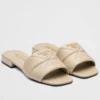 PRADA WOMEN'S SLIDES SANDALS IN LIGHT BLUE NAPPA LEATHER - PSD076