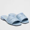 PRADA WOMEN'S SLIDES SANDALS IN LIGHT BLUE NAPPA LEATHER - PSD076
