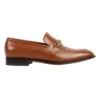 MEN'S LEATHER LOAFERS WITH INTERLOCKING G IN BROWN - GL1110