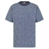 DIOR OBLIQUE T-SHIRT RELAXED FIT BLUE COTTON JACQUARD - DOT043