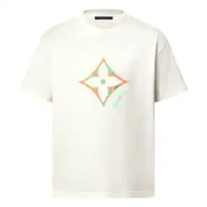 MONOGRAM FLOWER 3D GRADIENT PRINT T-SHIRT IN WHITE - LVTS124