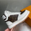 LOUIS VUITTON LEATHER ROUND TOE LACE-UP HIGH-TOP SNEAKERS - LVS258