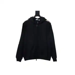 Burberry Black Zip-up Hoodie with Side Quilting Pattern - BCK003