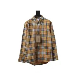 Burberry Tartan Motif Cotton Long Sleeve Shirt Neon Rainbow Stripes - BRS035