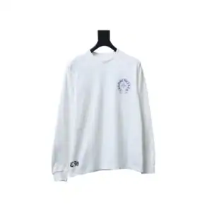 Chrome Hearts CH 25ss Blue Horseshoe Cross Round Neck Long Sleeve White - CHK038