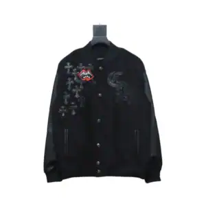 Chrome Hearts Catwalk Embroidered Lips Patchwork Leather Baseball Jacket - CHC001