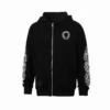 Chrome Hearts Horseshoe Floral Cross-Sleeve Zip Up Hoodie Black White - CHK003